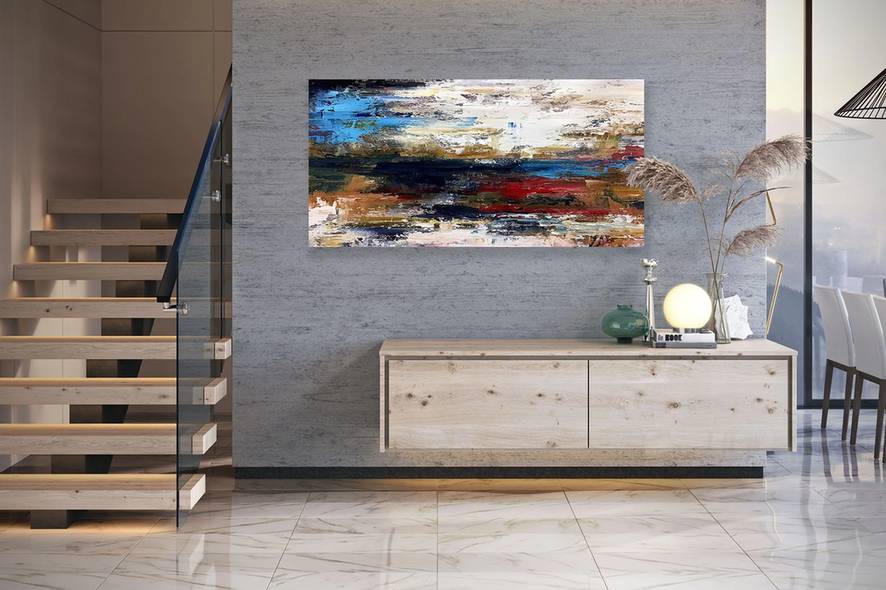 Gray Hand-Painted Contemporary - oversized neutral wall art for nursery